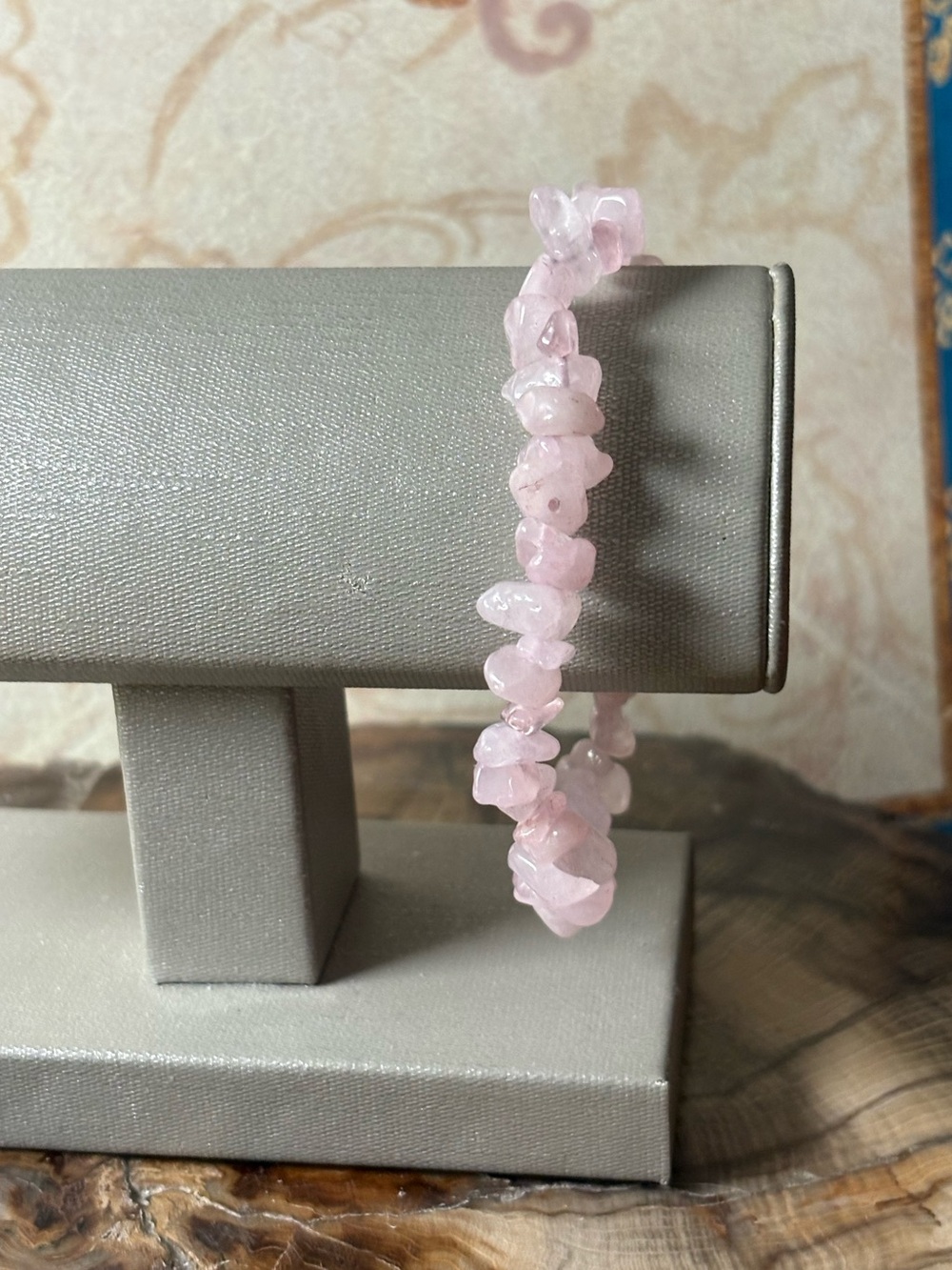 Rose Quartz Crystal Chip Beaded Stretch Bracelet